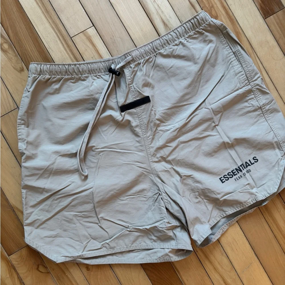 Essentials Light Tan Drawstring Shorts - Picture 2 of 4